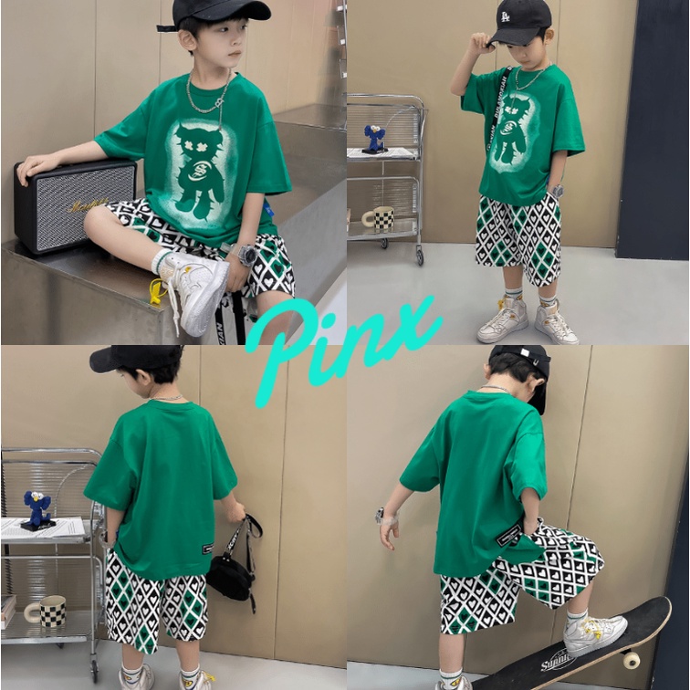 Pinx พร้อมส่ง ชุดเด็ก เสื้อผ้าเด็กฤดูร้อนสไตล์ใหม่ เสื้อผ้าเด็ก ชุดเด็กผู้ชาย ชุดกีฬา เวอร์ชั่นเกาหลี