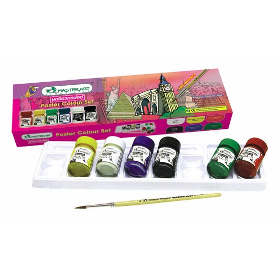4สี 6สี สีโปสเตอร์ ชุดจิตรกรน้อย 15ml 3in1 Master Art มาสเตอร์อาร์ต