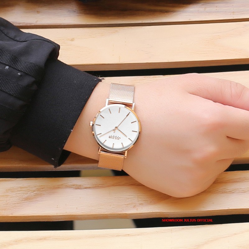 Julius นาฬิกาข้อมือผู้หญิง JA-1164M สายสแตนเลส หน้าปัดกลม แบรนด์เกาหลี แฟชั่นฮิตของแท้