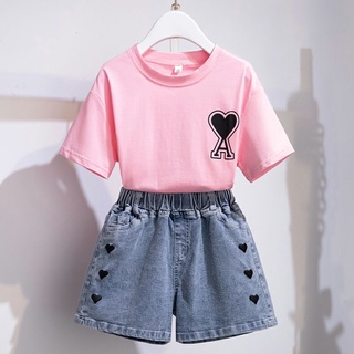 ❤ New #พร้อมส่ง ❤ ชุดเซตเสื้อยืดกางเกงยีนส์ขาสั้นสไตส์เกาหลี เหมาะกับอากาศเมืองไทย ⚠️ ไม่มีเข็มขัดแถมให้ ⚠️