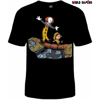 เสื้อยืดคอกลมฤดูร้อนGILDAN เสื้อยืด พิมพ์ลายตัวตลก Calvin And Hobbes Cool And It Clown Stephen King โอเวอร์ไซซ์ สําหรับผ