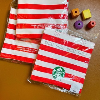 [✔️ของแท้ 100%] 🔥 New!! ถุงผ้า Starbucks Christmas 2021 ลาย Red Stripe