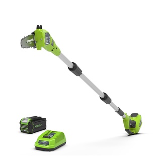 Greenworks 40V เครื่องตัดแต่งกิ่งไม้สูงไร้สาย 8” (ครบชุด) Cordless Pole Saw พร้อมแบตฯ 4.0 แอมป์ และที่ชาร์จ