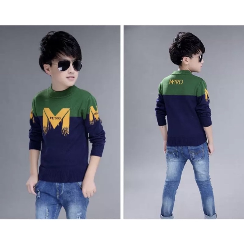 เสื้อสเวตเตอร์เด็กผู้ชายผ้าถัก Svelte 6Y - PRELOVED