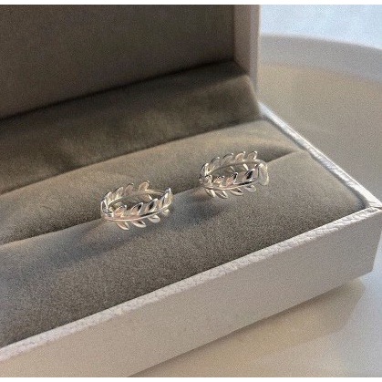 173_goodgift_station-🌿leaf hoop earring 925 sterling silver  ต่างหูเงินแท้ s925 ห่วงกลมแบบล็อครูปใบไ