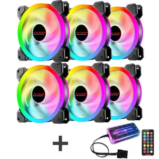 ชุดพัดลม ระบายความร้อน ติดเคส RGB COOLMOON Sunshine VII x6+ปรับไฟ สินค้าใหม่ หม้อแปลงไฟ ส่งเร็ว ประกัน CPU2DAY