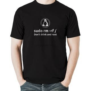 Programmer Linux Sudo Rm เสื้อยืดแขนสั้นลําลองเนื้อผ้าฝ้ายสําหรับผู้ชาย