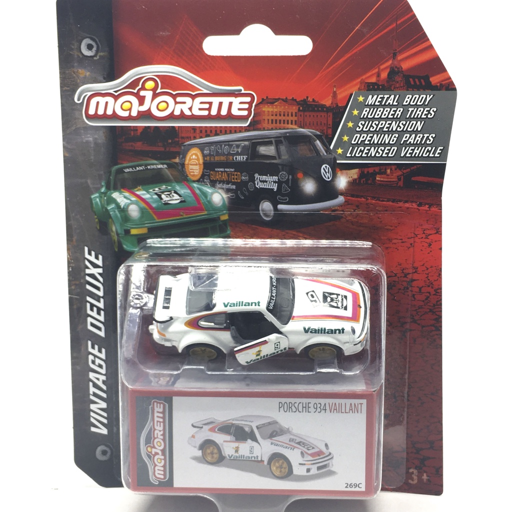 Majorette Porsche 934 Vaillant - Vintage Deluxe Series - White Color / scale 1/57 (3 inches) Package