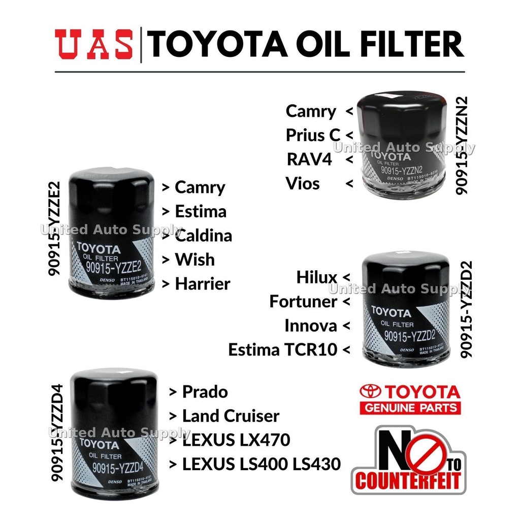 กรองน้ํามันเครื่องTOYOTA (90915-YZZE1 90915-YZZE2 90915-YZZD2 90915-YZZD4) 90915 -YZZZN2