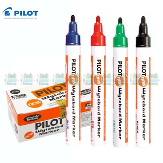 ปากกาไวท์บอร์ด Pilot หัวแหลม เติมหมึกได้ (ยกกล่อง 12 ด้าม)