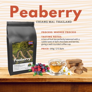 เมล็ดกาแฟคั่วพีเบอร์รี่  ดอยช้าง จ.เชียงใหม่ อาราบิก้า 100% (ขนาด 250g) มีบริการบดฟรี Arabica Coffee