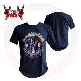 เสื้อยืดพิมพ์ลายแฟชั่นเสื้อวง Ramones ลิขสิทธิ์แท้100%