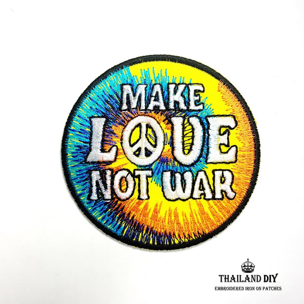 ตัวรีดติดเสื้อ ลาย แนว เร็กเก้ รักโลก สันติภาพ Peace Make Love not War Patch งานปัก DIY ตัวรีด อาร์ม ติดเสื้อผ้า กระเป๋า
