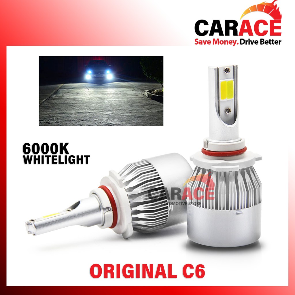 C6 LED COB 6000K แสงสีขาวไฟหน้ารถหลอดไฟ H3 H7