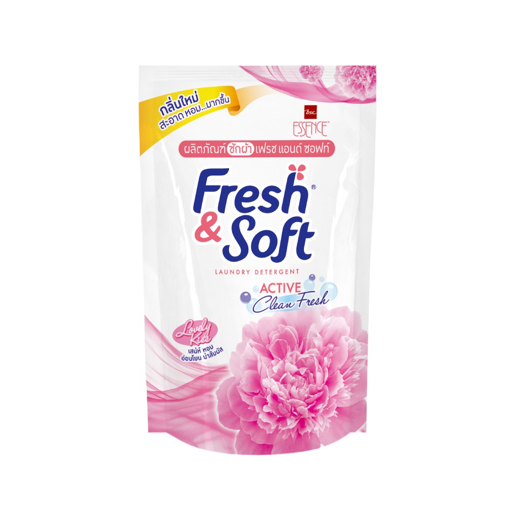 Fresh & Soft ผลิตภัณฑ์ซักผ้า เฟรช แอนด์ ซอฟท์ กลิ่น Lovely Kiss (สีชมพู) ชนิดเติม 400 ml LIONSOS
