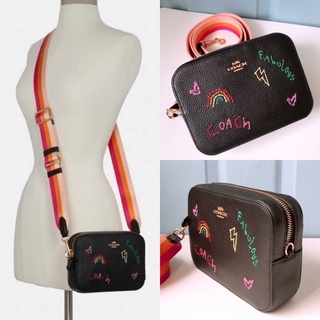 🎀 (สด-ผ่อน) กระเป๋า 7 นิ้ว สีดำ C8274 MINI CAMERA BAG WITH DIARY EMBROIDERY