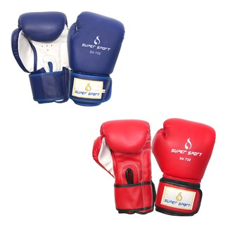 Super Collection นวมหนังPU BoxingGloves Size 8 Oz. Super รุ่น SU732 Color แดง/น้ำเงิน (840)