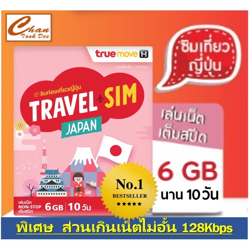 True travel sim Japan 6GB นาน 10วัน