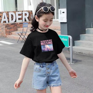 พร้อมส่ง🚚เสื้อยืดแขนสั้นพิมพ์ลายการ์ตูนฤดูร้อนของ เหมาะสำหรับเด็กอายุ🌸เสื้อยืดเด็ก 🌸5-14 ปี เสื้อยืดเด็กผู้หญิง