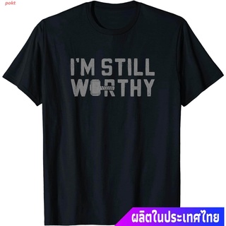 เสื้อยืดผ้าฝ้ายพิมพ์ลายแฟชั่น pokt เสื้อยืดยอดนิยม Marvel Avengers Endgame Thor Im Still Worthy T-Shirt Mens Womens T