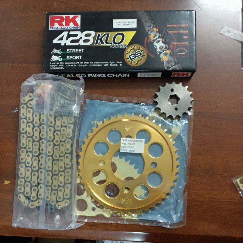 Rs150-Rk428-428 Oring-golden ชุดโซ่ใหม่