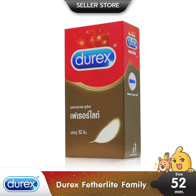 Durex Fetherlite ถุงยางอนามัย บางพิเศษ ผิวเรียบ ขนาด 52.5 มม. บรรจุ 1 กล่อง (12 ชิ้น)
