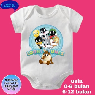 ชุดจั๊มสูท แขนสั้น ผ้าฝ้าย ลาย JUMPER baby LOONEY TUNES สําหรับเด็กผู้ชาย และเด็กผู้หญิง อายุ 30 ปี