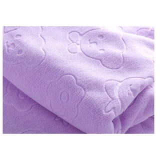 YJQ-02【140กรัม】ผ้าเช็ดตัว นาโน สีพื้น ปั้มลาย ผ้าขนหนู ลายน่ารัก สีหวาน ขนาด 140x70 ซม