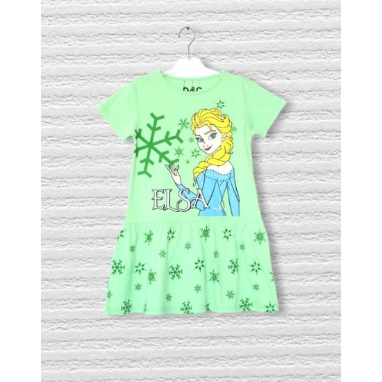HIJAU ชุดเดรสเด็กสีเขียว Elsa 2-7 ปี D&C