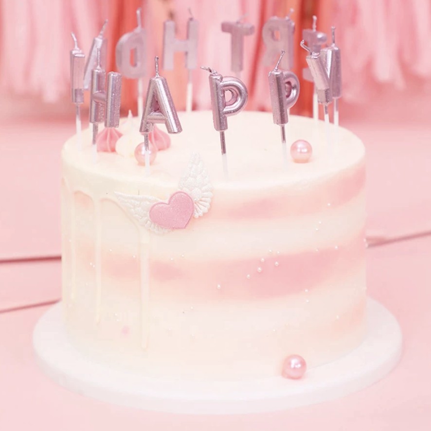 เทียนวันเกิด HAPPY BIRTHDAY สีพาสเทล Classic Cake Decorating Candle, Party Candle, Cake Topper