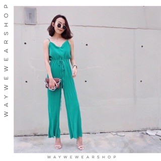 Pleat jumpsuit green