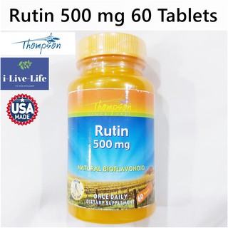 80% OFF ราคา Sale!!! โปรดอ่านรายละเอียด EXP: 01/2023 รูทิน Rutin 500 mg 60 Tablets - Thompson รูติน