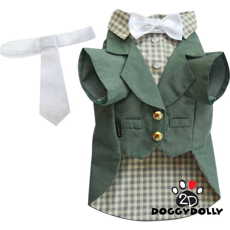 Pet cloths - Doggydolly  เสื้อผ้าแฟชั่น สัตว์เลี้ยง ทักซิโด้ ชุดหมาแมว สูท โบว์หน้า แต่งงาน-เจ้าบ่าว  F046