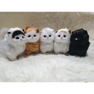 ตุ๊กตาแมวจำลอง พร้อมส่ง ตุ๊กตาแมวของเล่นเด็ก หรือตั้งโชว์มีเสียง แมว  แมวแบบนั่ง ตุ๊กตา