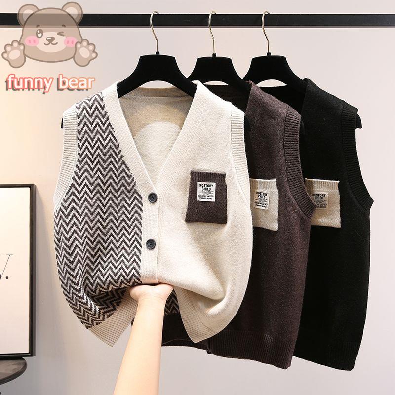 เสื้อกักไหมพรม สไตล์เกาหลี สไตล์วิทยาลัย เสื้อกั๊ก แฟชั่น simple style