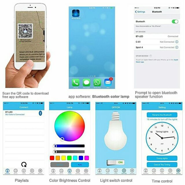 LED Speaker Bluetooth หลอดไฟอัจฉริยะ หลอดไฟลำโพงบูลทูธ
