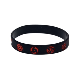 Wy สายรัดข้อมือยางซิลิโคน ลายการ์ตูนอนิเมะนารูโตะ สีดํา สําหรับแต่งคอสเพลย์