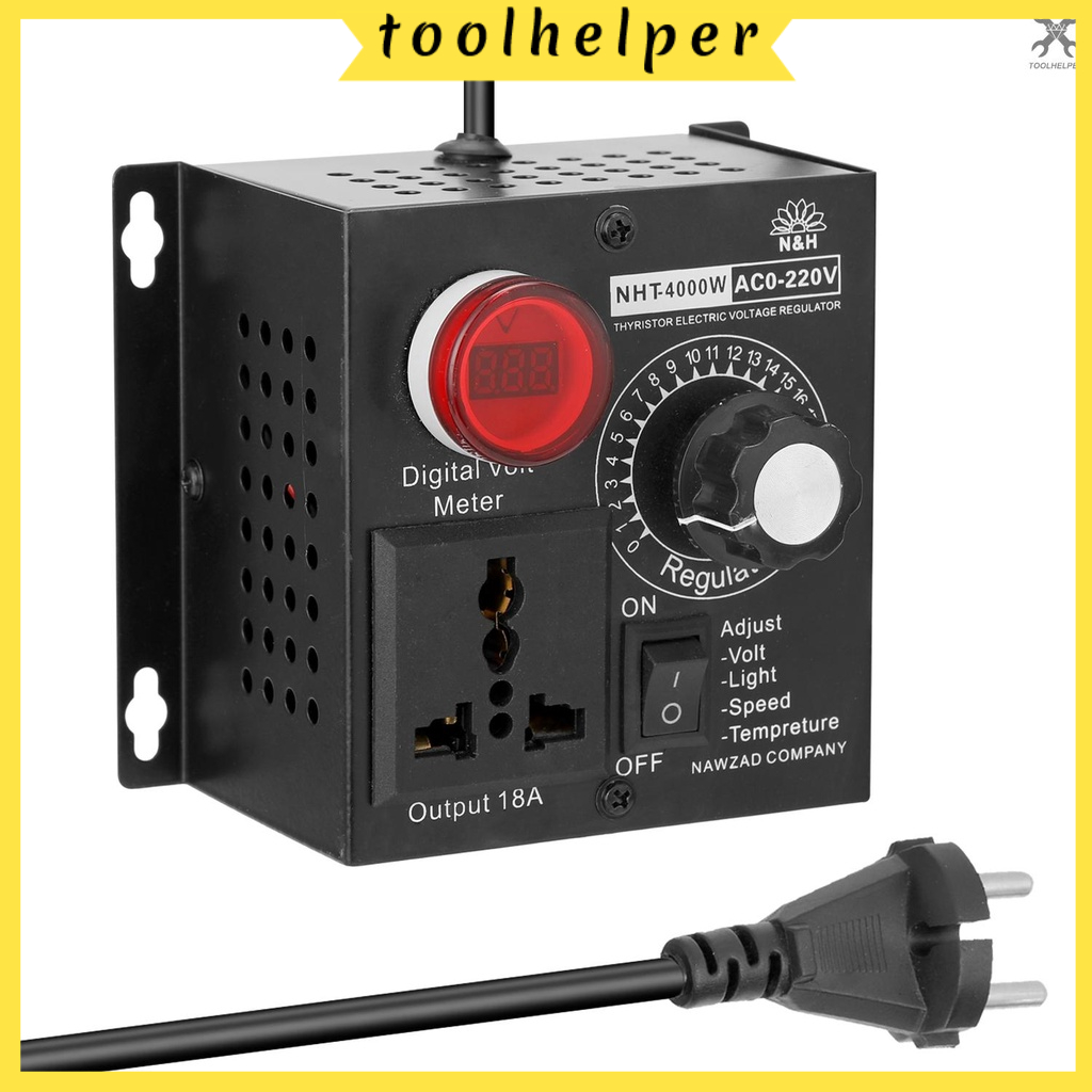 【T&H】เครื่องควบคุมแรงดันไฟฟ้า Ac 220V 4000W ขนาดกะทัดรัดแบบพกพา