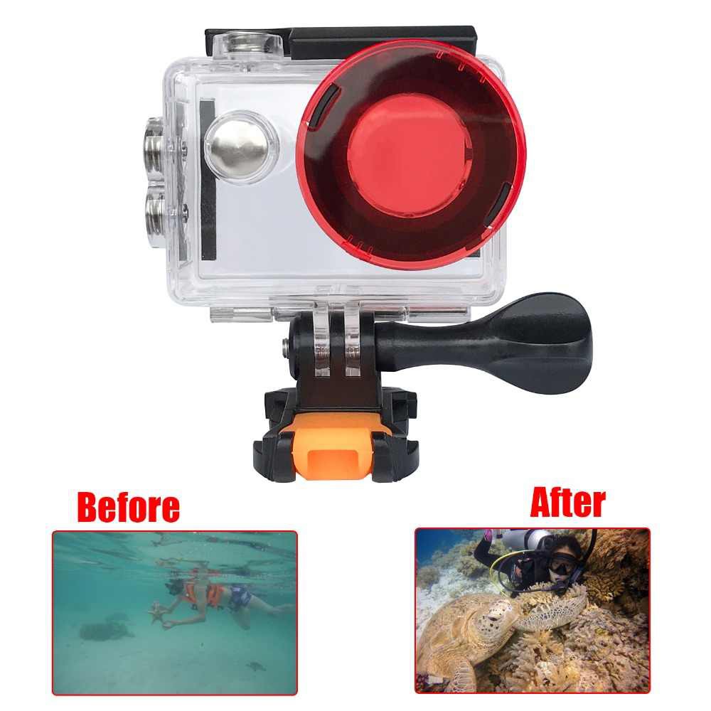 EKEN H9 H9R สีแดงดําน้ํากรองกล้องกันน้ําสีแดงกรองฝาครอบเลนส์สําหรับอุปกรณ์เสริมสําหรับกล้อง EKEN