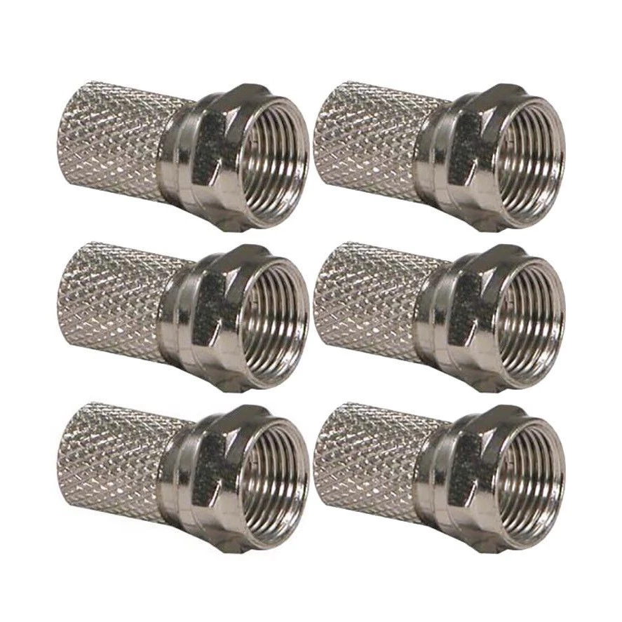 6 ชิ้น หัวต่อสายอากาศทีวี RG6 F-Type Male Twist-On Coax Coaxial Cable RF Connector Adapter F Type TV