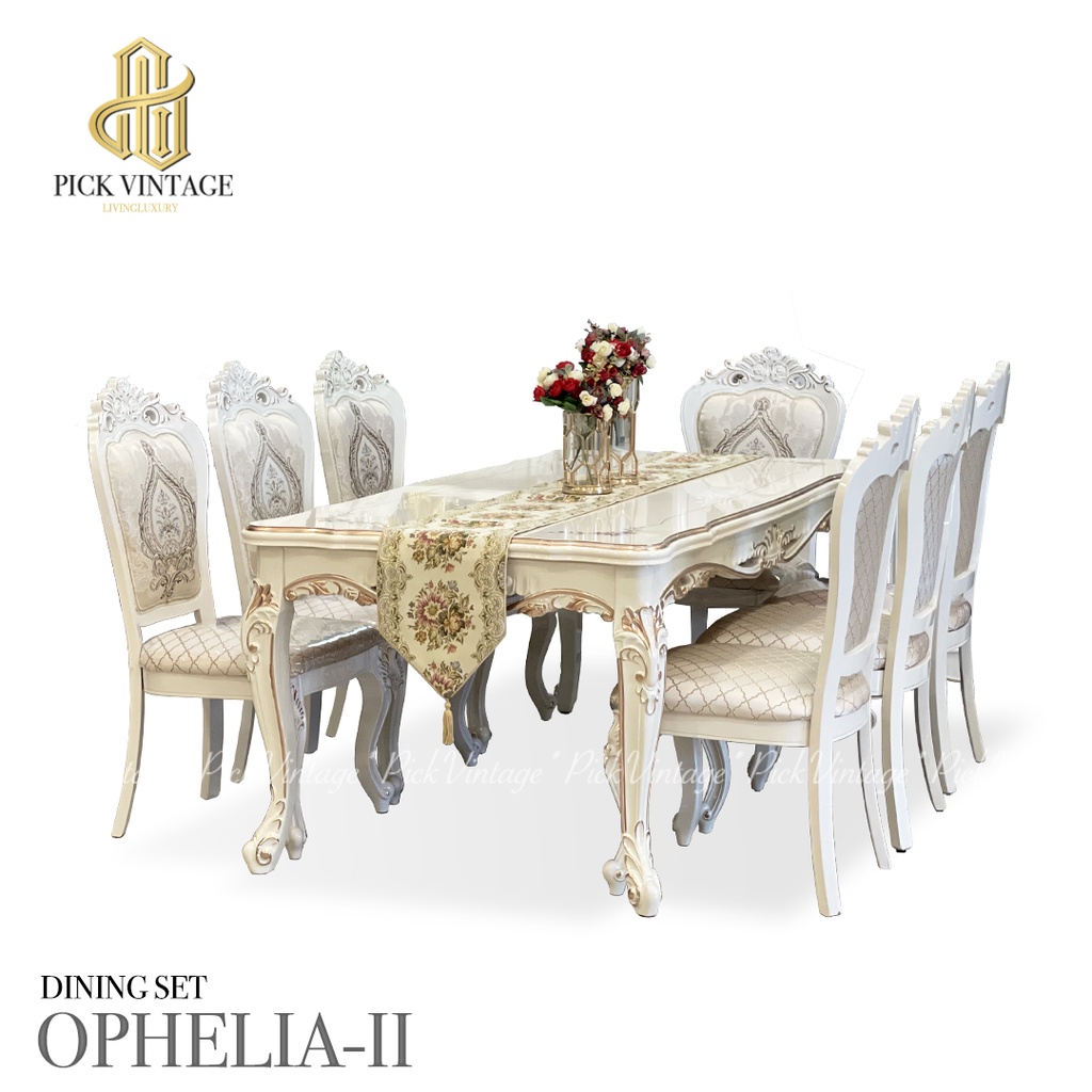 OPHELIA-II DINING SET (8P-200cm) ชุดโต๊ะอาหารหลุยส์ 8ที่นั่ง  200ซม. รุ่น โอฟิเลีย-2
