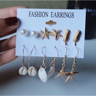 🌟 พร้อมส่ง 🌟 Shelly Ocean Earrings ต่างหูโบฮีเมียนสไตล์ประดับด้วยเปลือกหอย