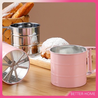 ขนาดกระทัดรัด น้ำหนักเบา มี 3 สีให้เลือก แก้วร่อนแป้ง ร่อนผงโกโก้  Stainless steel flour sieve