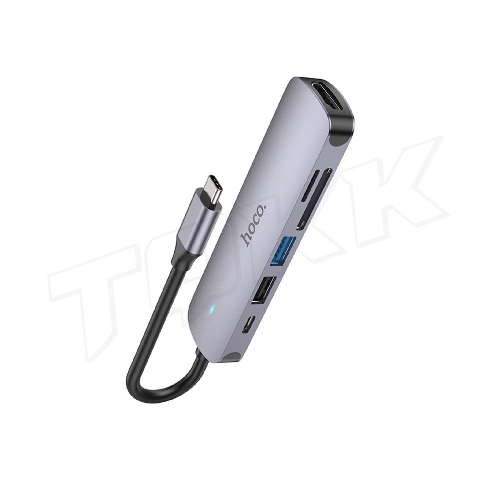 Hoco HB28 Easy display HUB ตัวแปลง Type-C เป็น HDTV+ USB3.0 + USB2.0 + SD + TF + PD อะแดปเตอร์ 6 in 1