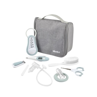 BEABA ชุดอุปกรณ์ดูแลสุภาพเด็ก 9 ชิ้น Hanging Toiletry Pouch with 9 Accessories - Airy blue