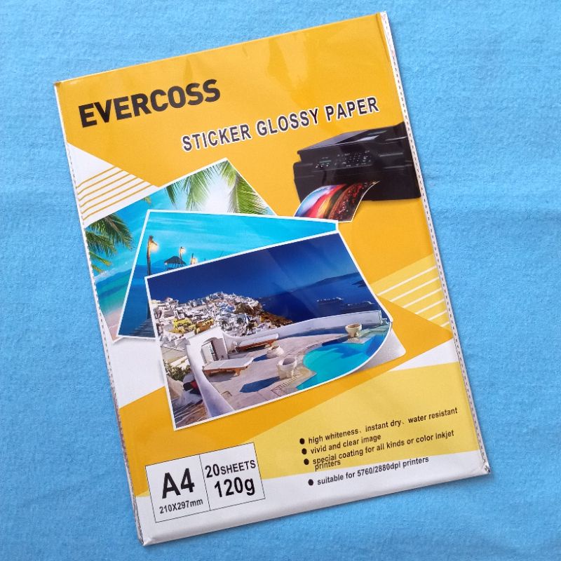 EVERCOSS A4 กระดาษภาพถ่ายสติ๊กเกอร์เคลือบเงา 120 แกรม / 120 แกรม