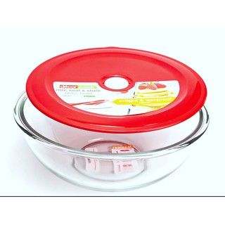 ถ้วยถนอมอาหาร COOK GLASS BOWL 3L SEAL AND STORE CLEAR/RED(DECOR)