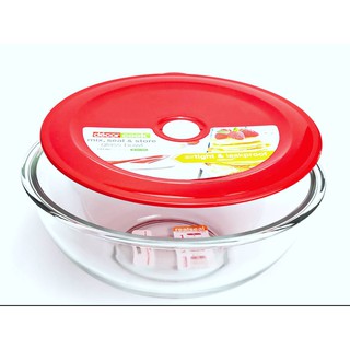 ถ้วยถนอมอาหาร COOK GLASS BOWL 3L SEAL AND STORE CLEAR/RED(DECOR)