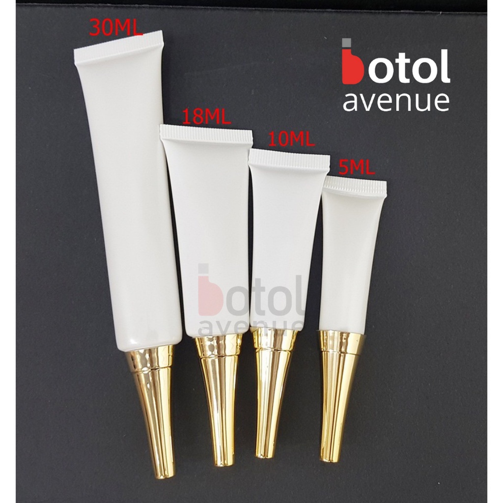 5ml,10ml,18ml,30ml Facial Cleanser Cosmetics Soft Tube(Pearl White) w.gold cap- Fulfilled By Beaute4