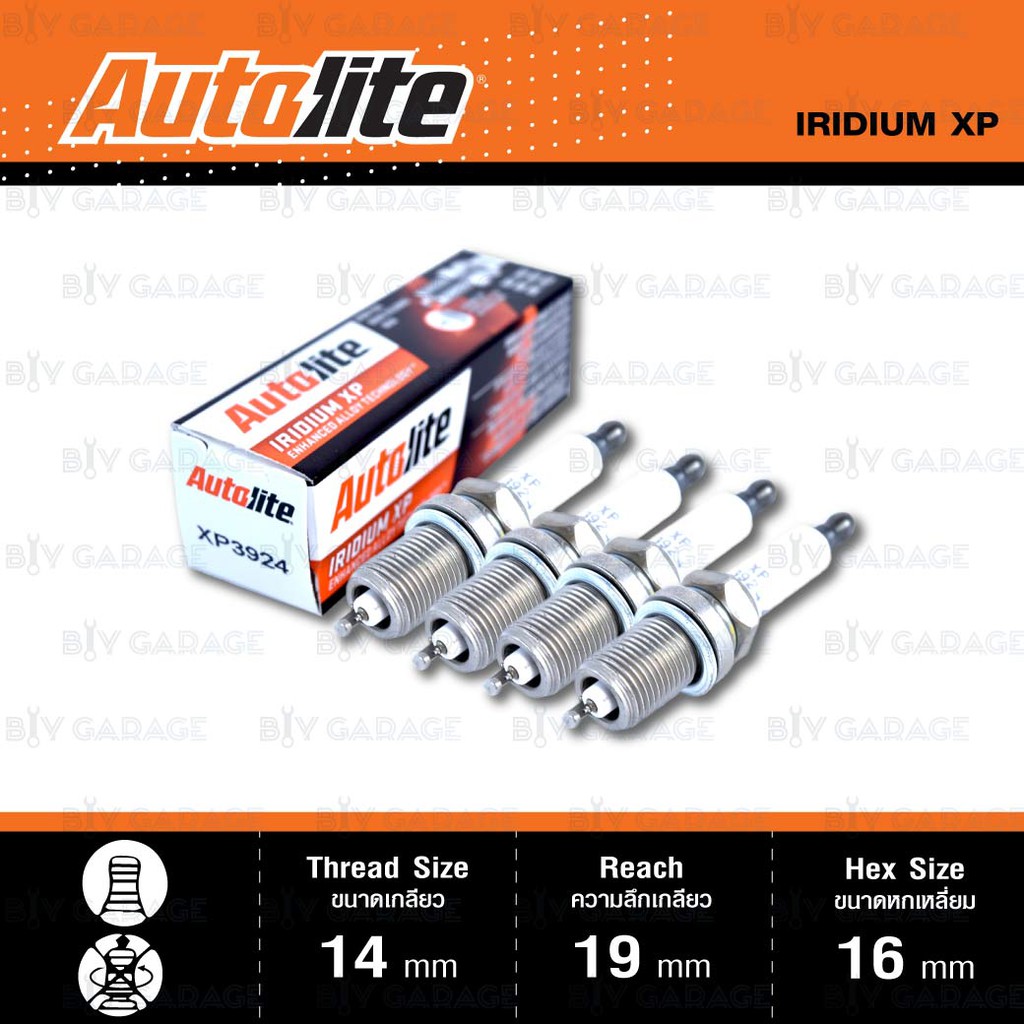 หัวเทียน AUTOLITE XP3924 ขั้ว IRIDIUM 4 หัว ใช้สำหรับ Corolla, Vios, Lancer , Triton [ ใช้แทน BKR5EI